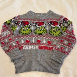 Gray Grinch Kids Sweater holidays Christmas